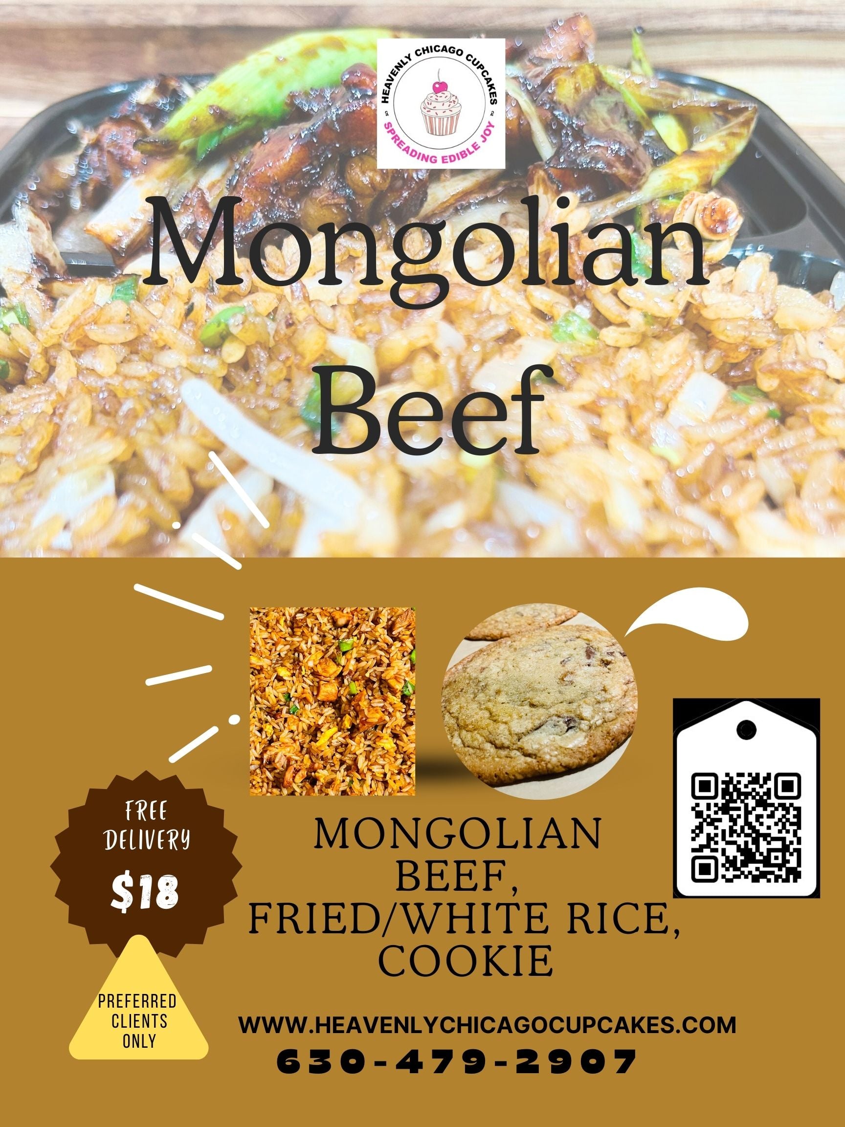 Catering: LUNCH:  Mongolian Beef, Fried/White Rice, Cookie