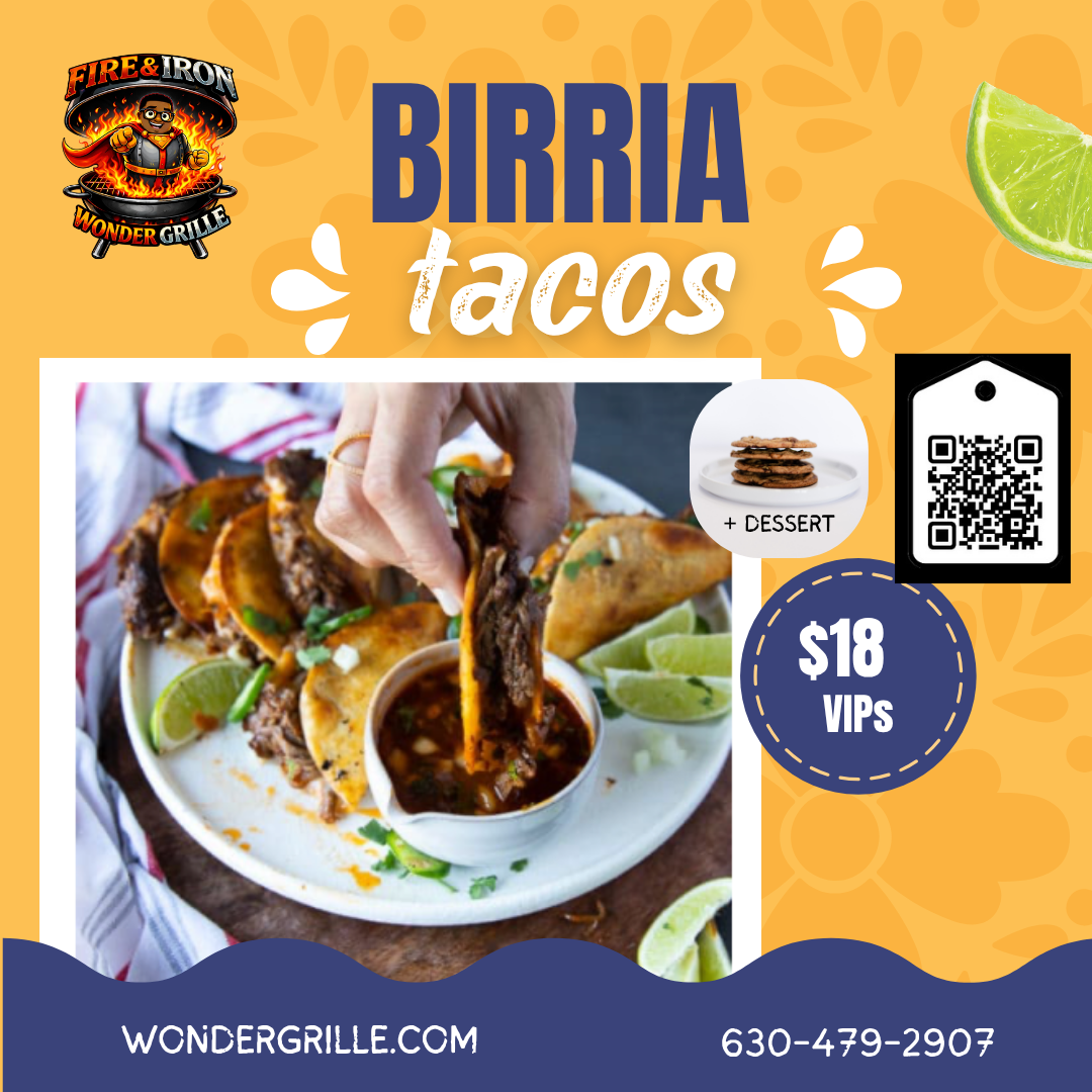 Catering: LUNCH: Birria Tacos, Tortilla Chips, Gourmet Cookie