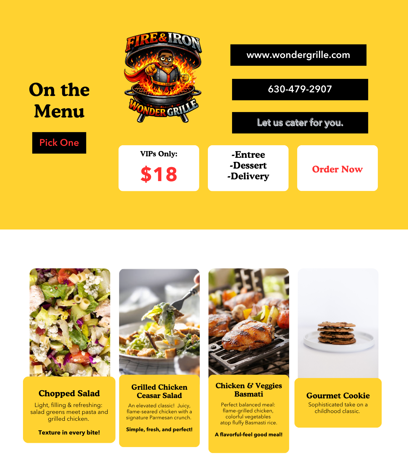 Catering: LUNCH:  Grilled Chicken 3 Ways: Chopped Salad, Ceasar Salad, Veggies & Basmati Rice
